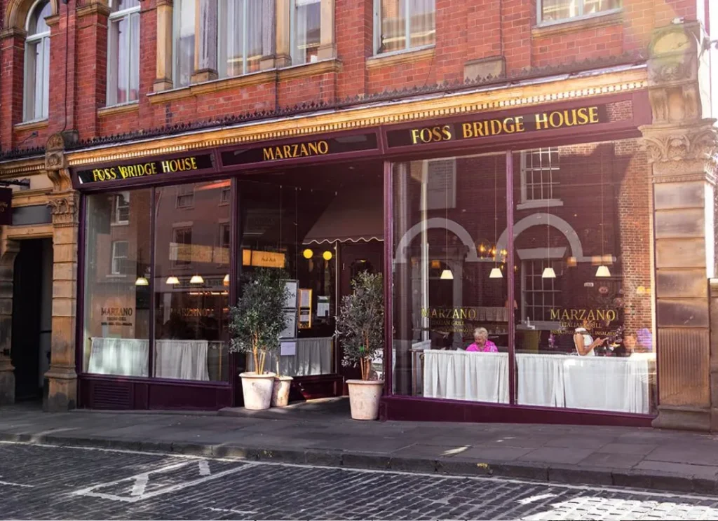 Marzano Italian Grill restaurant exterior in York near Hocus Pocus Tiny Hotel