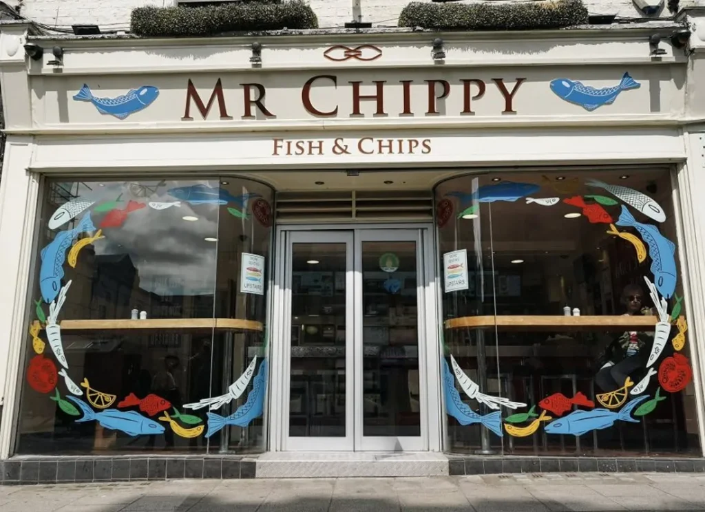 Mr Chippy fish and chips shop exterior in York near Hocus Pocus Tiny Hotel