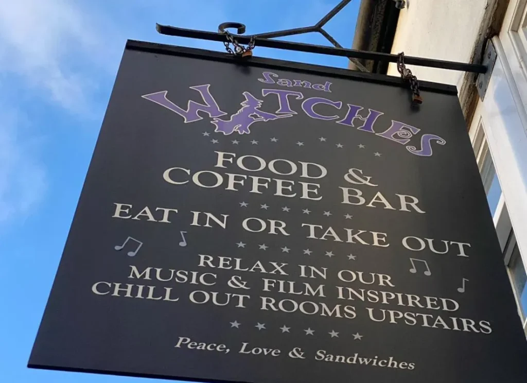 Sandwitches sandwich shop sign in York near Hocus Pocus Tiny Hotel