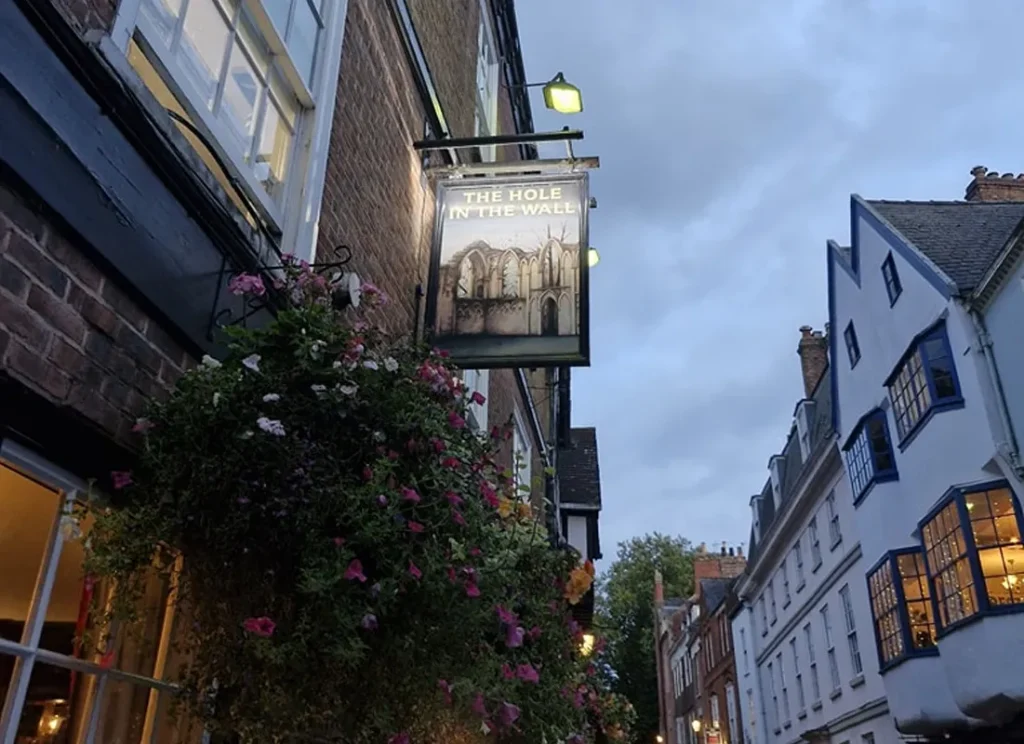 The Hole in the Wall historic pub exterior in York near Hocus Pocus Tiny Hotel
